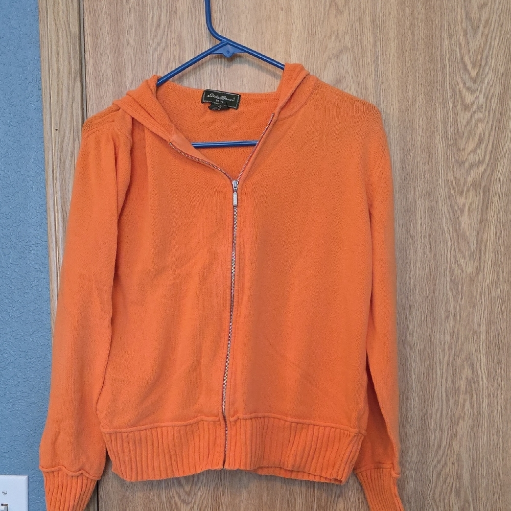 Eddie Bauer Vibrant Orange Zip-Up Cardigan